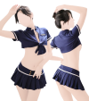 Tenue cosplay policière bleue (jupette, brassière police, string)