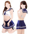 Tenue cosplay écolière bleue (jupette, brassière, string)