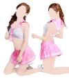 Tenue cosplay écolière rose (jupette, brassière, string)