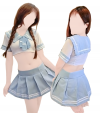 Tenue écolière bleue claire (jupette, brassière)