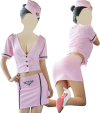 Tenue hôtesse de l'air  (jupette, chemisier, string,  coiffe)