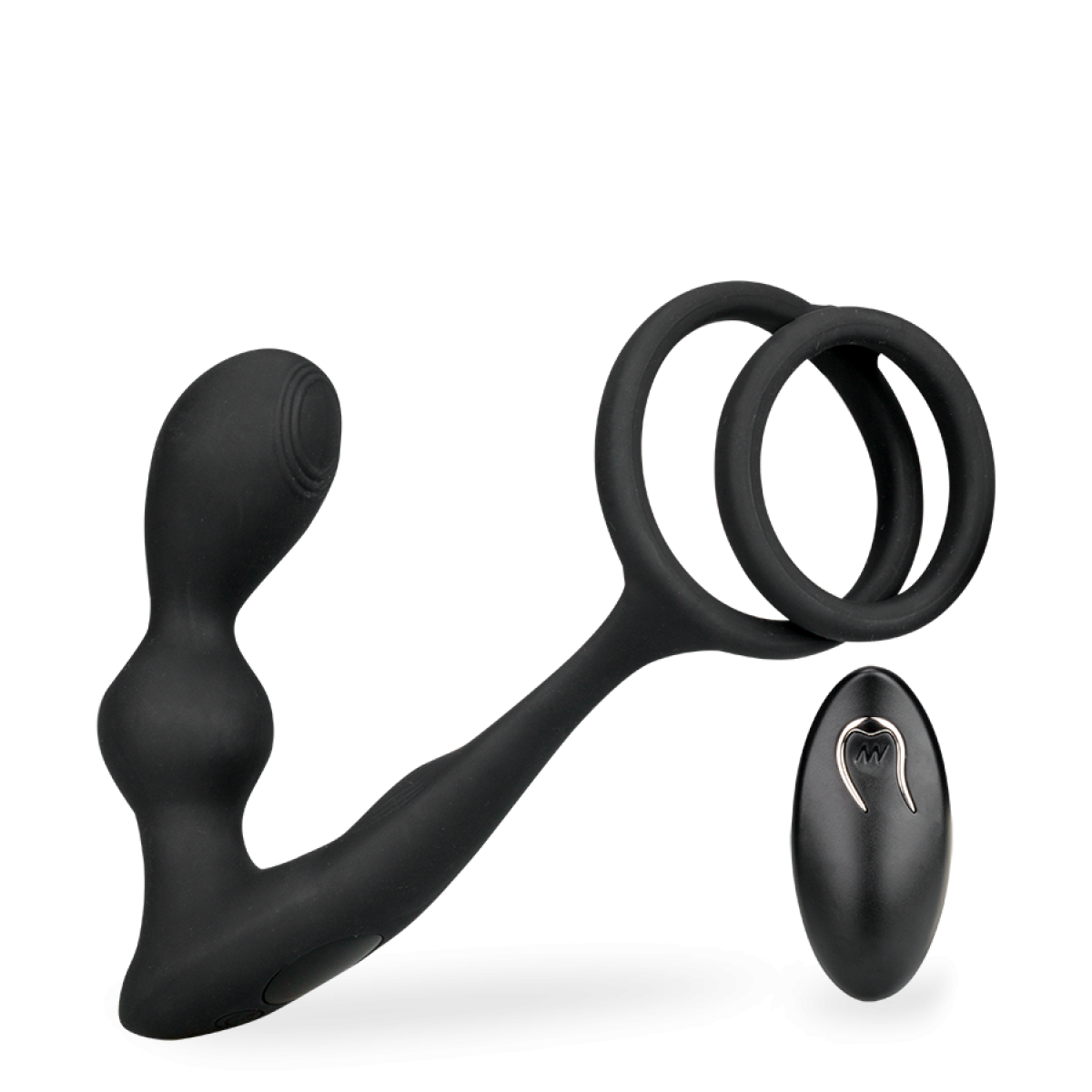 Vibromasseur anal Stimulateur prostatique vibrant avec double anneau Gia - Noir