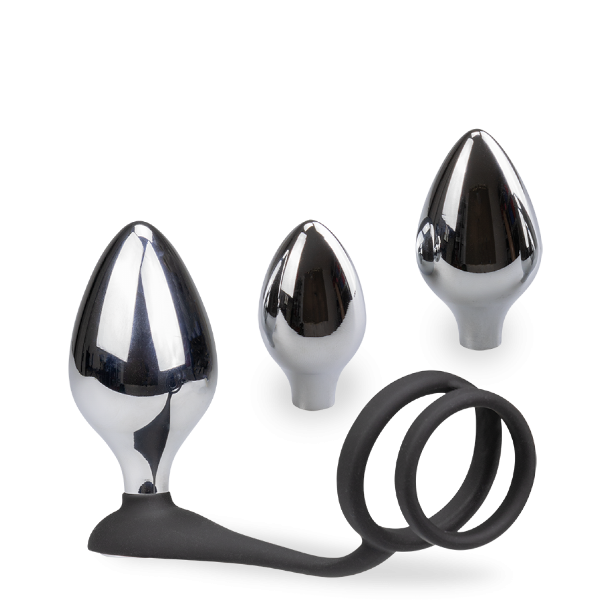 Bijou anal double anneau avec 3 plugs