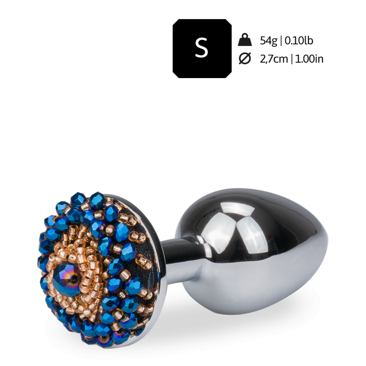 Plug Anal Rosebud Bijou En Acier Inoxydable Argenté - Taille M (82x34 Mm), 90g, Neuf Avec Pochette Velours