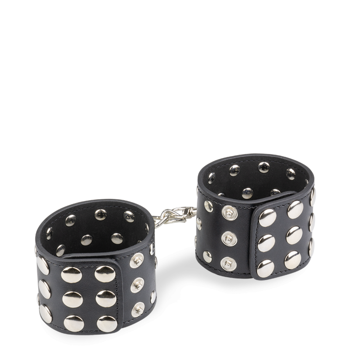 Menottes poignets cuir noir rivets