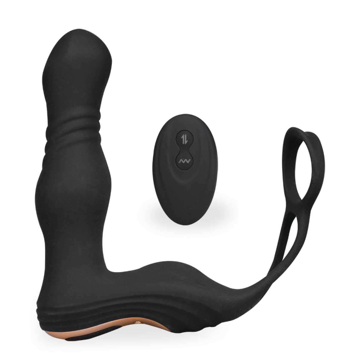 Vibromasseur anal Stimulateur de prostate vibrations et va-et-vient avec anneau Trip - Noir