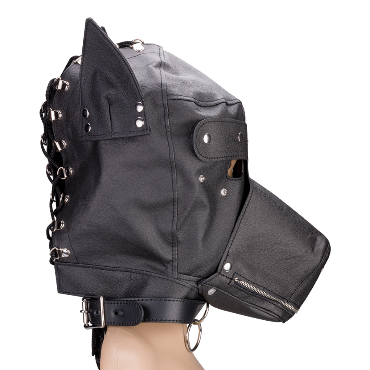 Cagoule / Masque BDSM Style Doberman Pour Puppy Play - Similicuir Noir - Marque Love And Vibes - Neuf