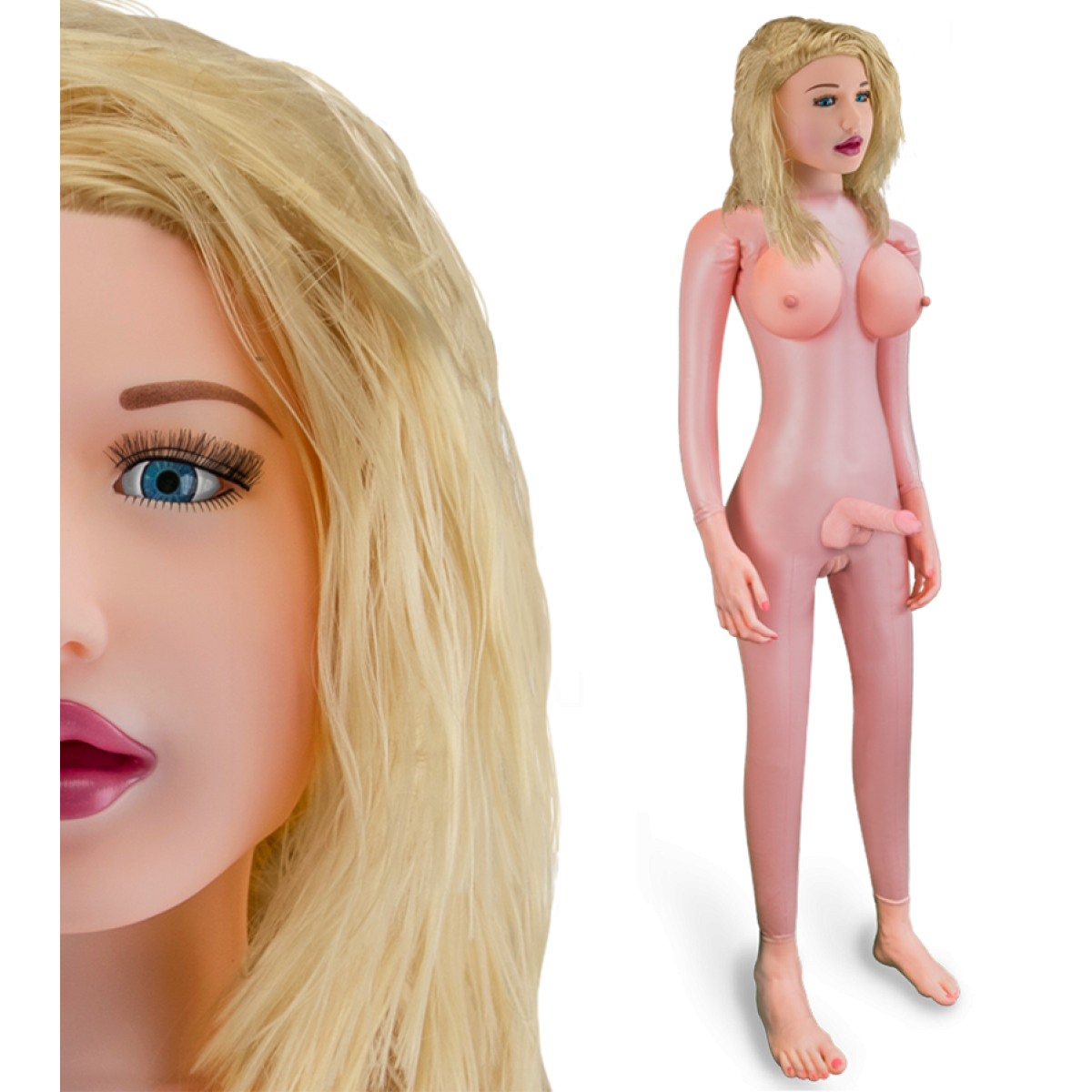 Poupée gonflable trans suceuse blonde Nadia