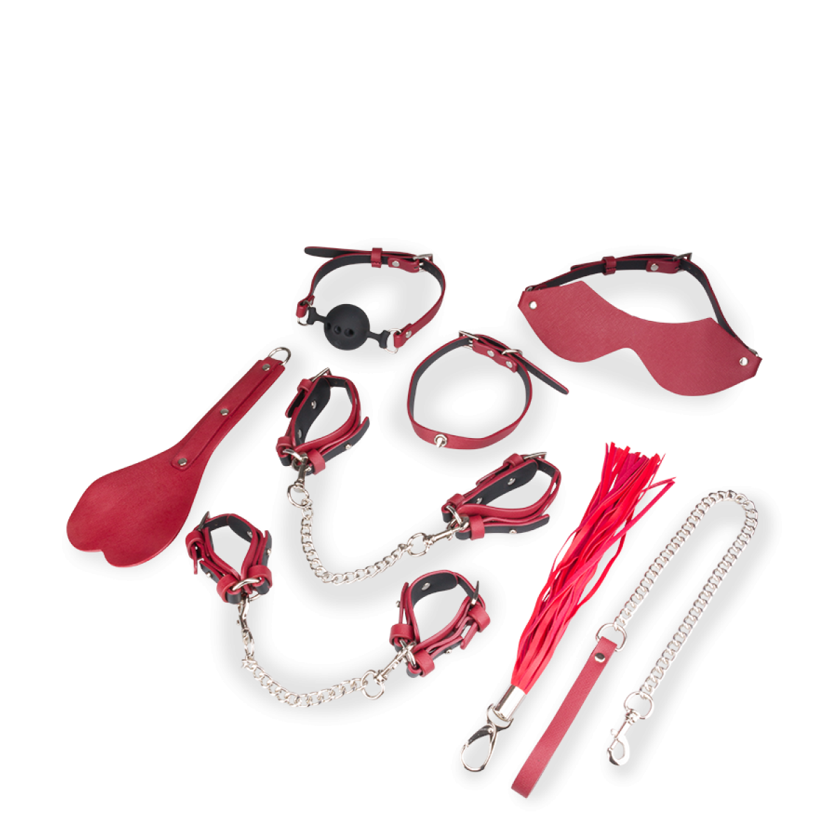 Kit bondage BDSM 8 pièces cuir végan