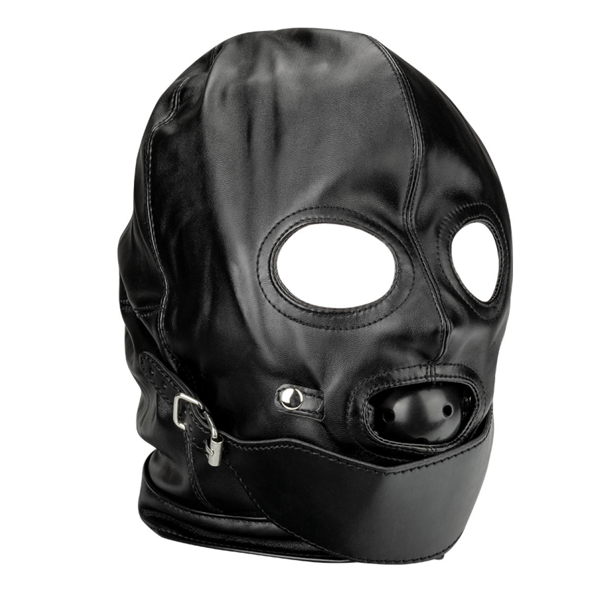 Cagoule BDSM avec gag ball et cache bouche