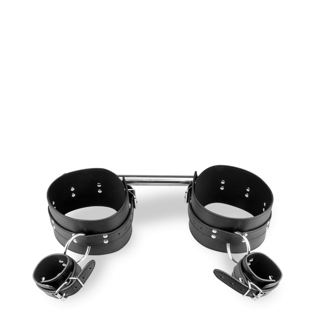 Contrainte BDSM cuisses et poignets avec barre