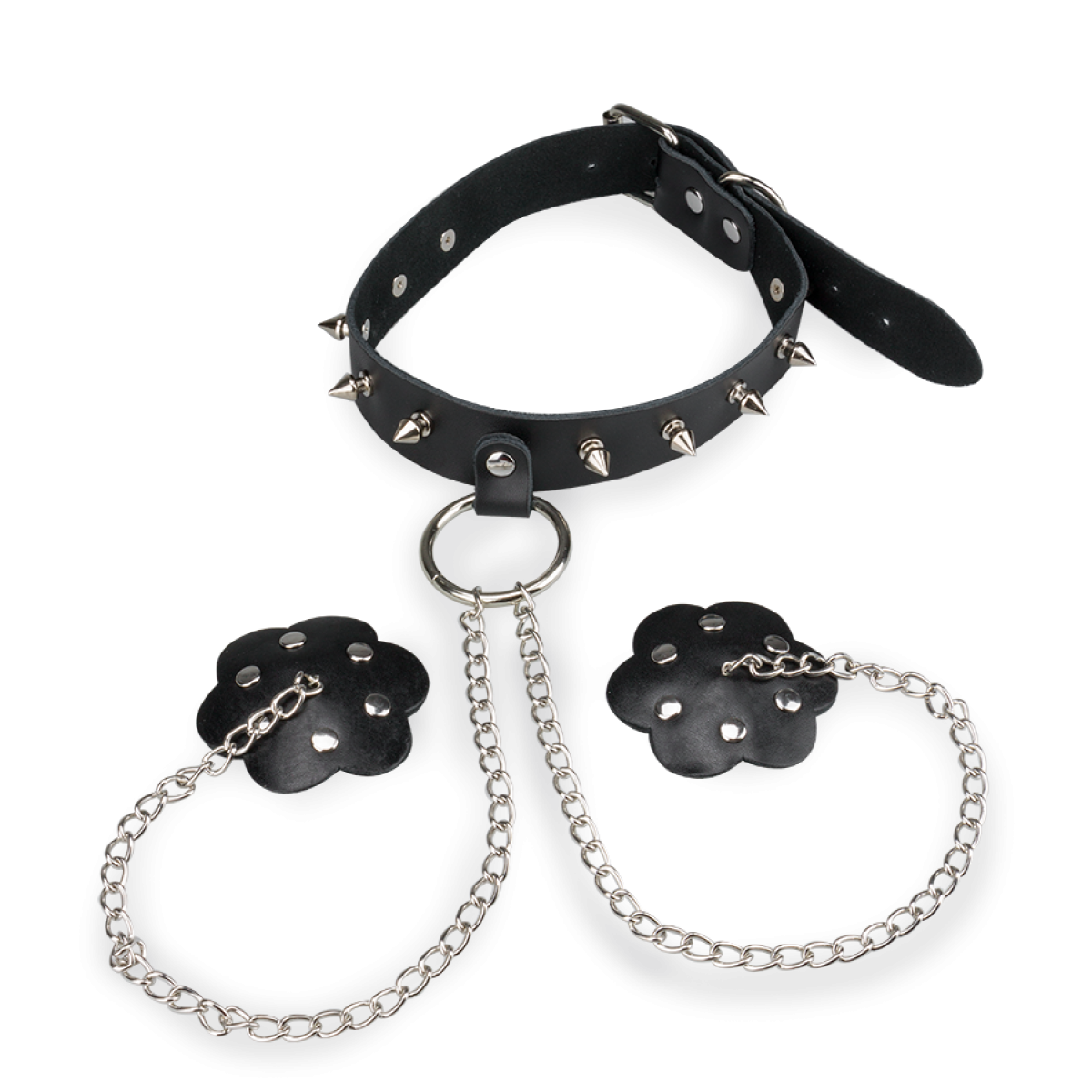 Collier BDSM à pointes et nippies à rivets
