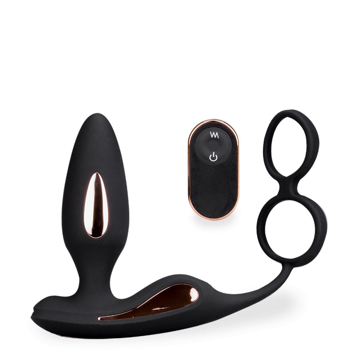 Plug anal vibrant avec double anneau Domino
