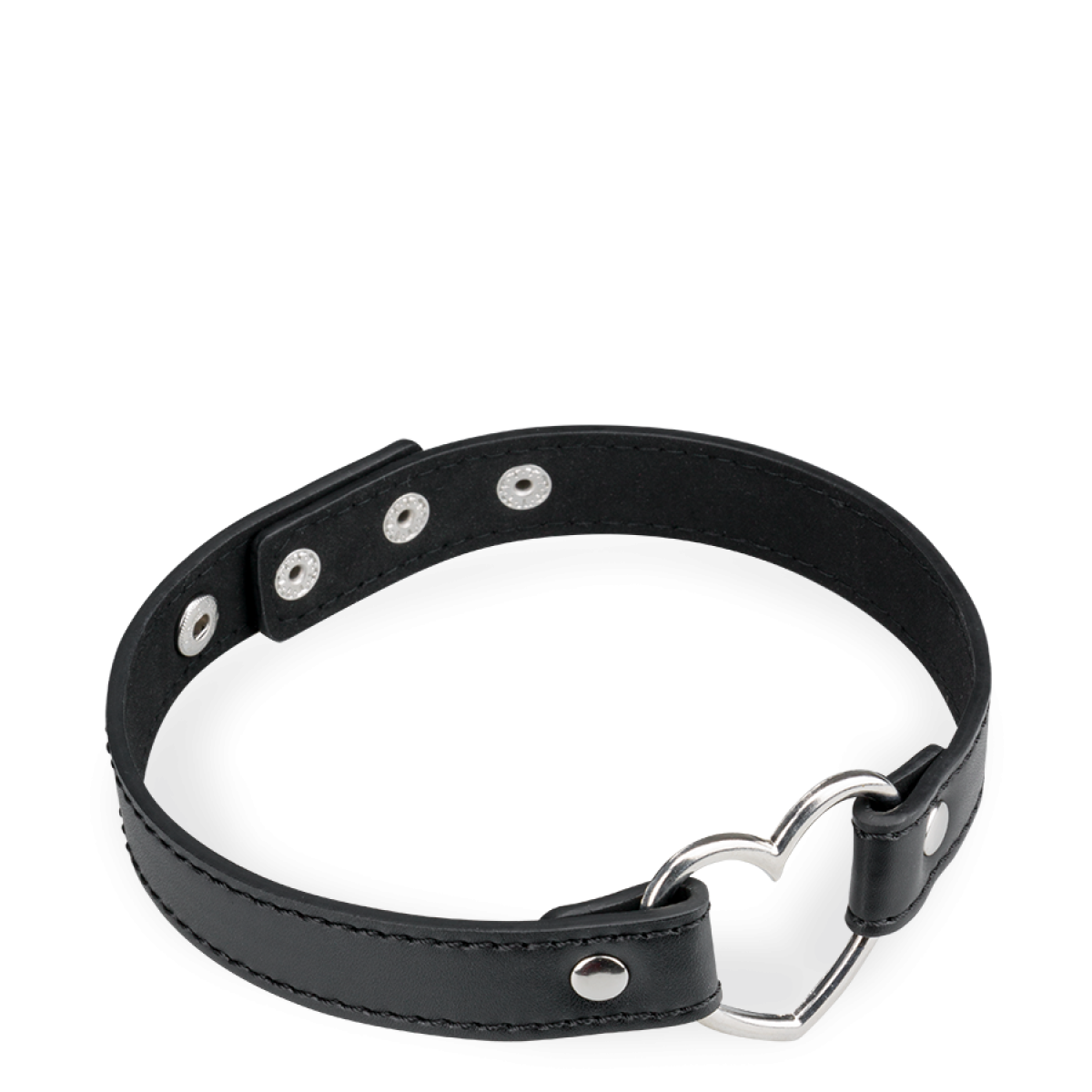 Collier ras de cou en similicuir et cœur en métal