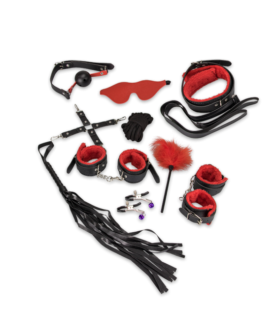 Kit BDSM 11 Pièces LOVE AND VIBES - Similicuir - Neuf - Pour Couples Ou Pratique Solo