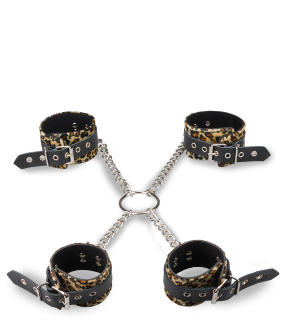 Kit Accessoires Bondage : Menottes Poignets, Chevilles, Collier Et Laisse, Neuf, Générique